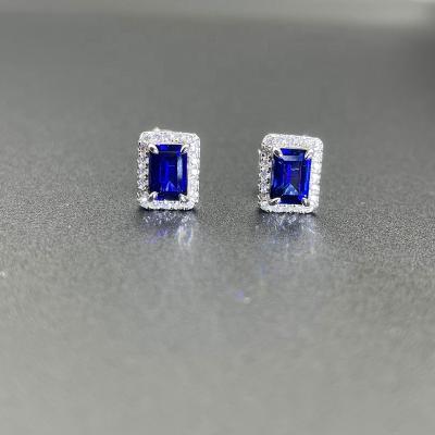 China Cute ZHF Jewelry 925 Big Silver Pulled Sapphire Earrings for sale