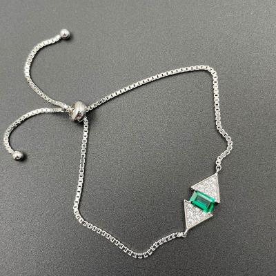 China Cute 925 Silver Jewelry Emerald Hydrothermal Emerald Hand Catenary Fashion Bracelets for sale