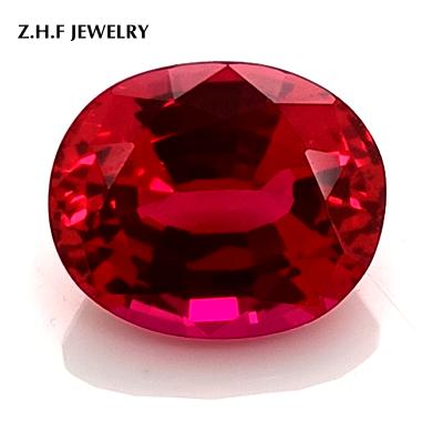 China RUBY Pulled Created Ruby Synthetic Loose Gemstones Oval11.02*9.17MM 5.62CT for sale