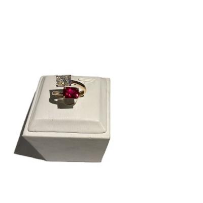 China Cute Ruby + Pigeon Blood Ruby Lab-Raised by Moissanite 18K Rose Gold Double Stone Ring for sale