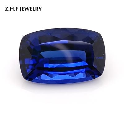 China Royal Blue Gemstone Sapphire Pulled Created Sapphire Loose. Long pillow 15.9*10.21MM 9.66CT for sale