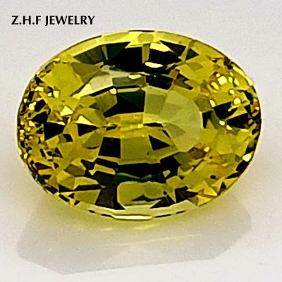 China Yellow Sapphire Gemstone Pulled Created Sapphire Loose. Oval 8.9*6.84MM 2.59CT for sale