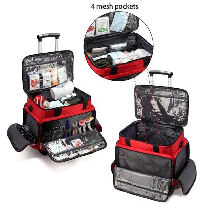 China NATIONAL Carrying Medical Supplies Red Emergency First Aid Bags botiquines de primeros auxilios Medical Trauma Kit Trolley Duffel Car for sale