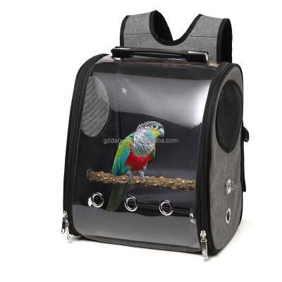 China Sustainable Transparent Breathable Capsule Luggage Carrier Bag Travel Pet Carrier Bird Parrot Backpack with Perch Stand for Parakeets for sale