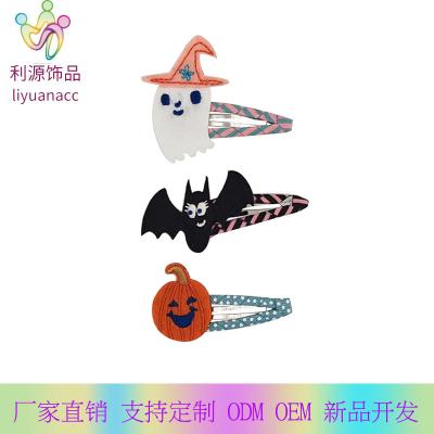 China Cute Little Party Girls Pretty Hallows Felt Bat Hair Clip Pumpkin Kids Hairpin Hair Clips Accessories for sale