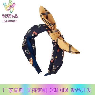 China Eco-friendly Kids Hair Circle Girls Headbands Kids Hair Accessories Printed Bow Tied Headband for sale