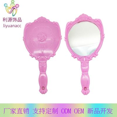 China CLASSIC Classic Makeup Mirror Pink Princess Rose Flower Mirror Large Handshake Mirror for sale