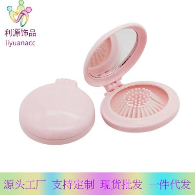 China Mini Small Round Scent Folding Portable Useful Hair Brush Reliable Quality Eco-friendly Light Weight With Mirror for sale