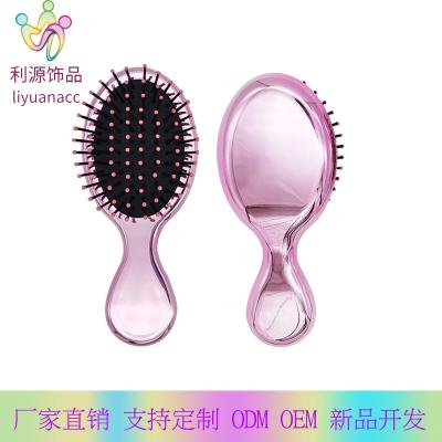 China Professional Personal Home Hair Care Plastic Girls Round Plating Private Label Detangle Hair Brush for sale