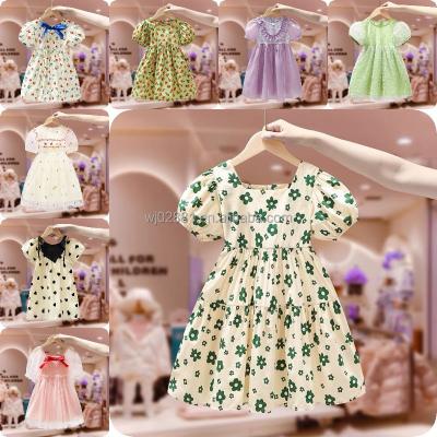 China De L'Anti-wrinkle 2023 children's summer wear lace princess sleeveless Cake Dress snow flower print lace for sale