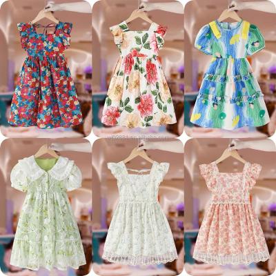 China Anti-Wrinkle 2023 Summer Girls' Dress Children's Cotton Dress Soft Sleeveless Fragmented Pairs With Straw Bag Children's Clothing for sale