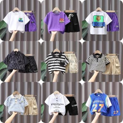 China New casual children's summer set boys fashion boutique clothing casual T-shirt short cotton youth clothing for sale