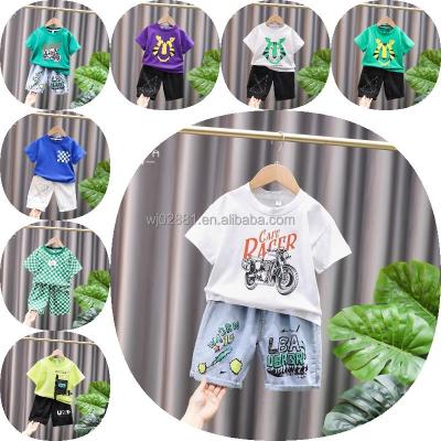 China 2023 New Fashion Casual Boys' Animal Embroidery Short Sleeve Set Premium Children's Wear for sale