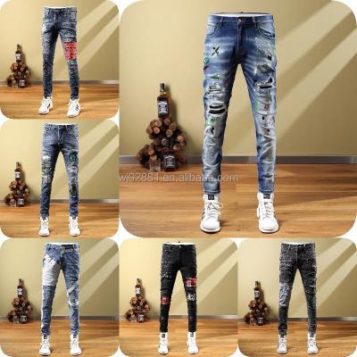 China New breathable wholesale denim fashion pants classic denim shape men's tights for sale