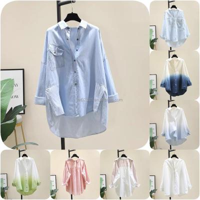 China Anti-Wrinkle New Plus Size Summer Chiffon Shirt Long Sleeve Elegant Casual Tops Women's Shirt for sale