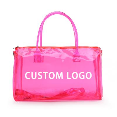 China Hot Sale Fashion Ladies Women Clear PVC Tote Bag Clips Cross-Body Traveling Handbags For Travel Swimming Sports for sale