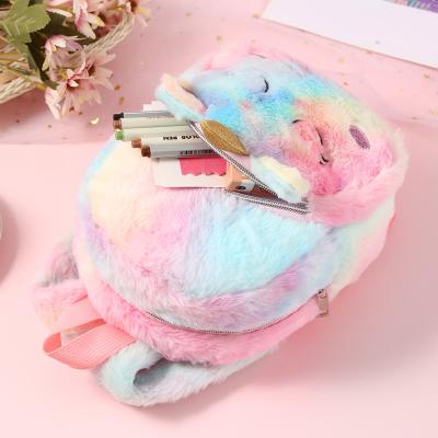 China 2021 Fashion Cheap Girls Winter Warm Comfortable Girls' Other Cute Unicorn School Bag Plush Backpacks For Children for sale