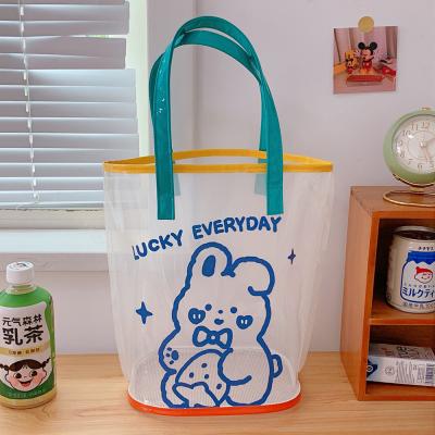 China New Custom Waterproof Cute LOGO PVC Handled PVC Summer Beach Storage Tote Handbag Shoulder Bags Shopping Bag For Women Girls Kids for sale