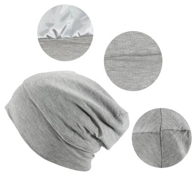 China Logo Custom Stretch Fabric Silk Casual Striped Beanie Sleep Cheap Winter Soft Striping Beanie Hats for sale