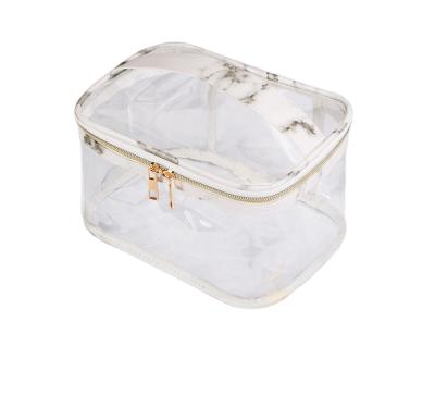 China Fashion Summer Hot Sale Marble Transparent Portable Large Capacity Travel Storage Bag Cosmetic Pouch for sale