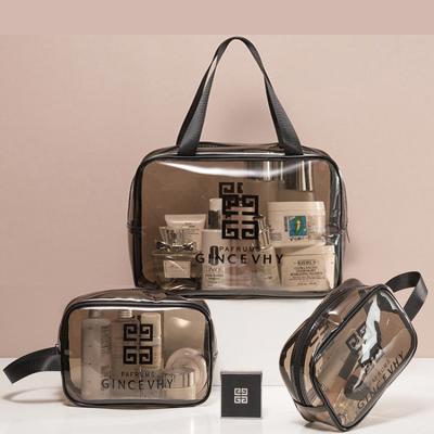 China 2021 Fashion Hot Selling Custom Zipper Large Clear PVC Waterproof Makeup Bags Set Cosmetic Organizer Toiletry Bags for sale