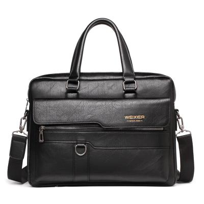 China New Classy Good Quality Custom PU Leather Handbag Cross - Body Briefcase Case Laptop Bag Briefcases For Men for sale