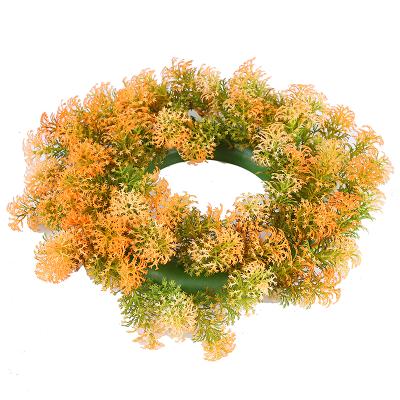 China Export Quality Autumn Style Gold Leaves Garland Plastic Grass Artificial Flower Yellow Vine Woven Garland for sale