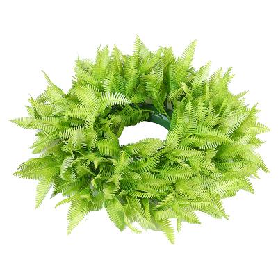 China Custom Promotional Plastic Logo Green Leaves Spring Plastic Garland Light Green Home Door Decorative Garland for sale