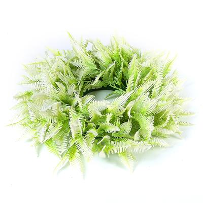 China Plastic Wholesale Latest Designs Spring Weeding Decorative White Green Wall Garland Moderate Hardness Wreath for sale