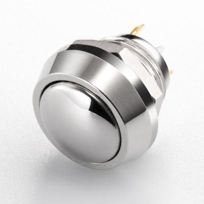 China Hot Sale 12mm SPST Momentary Push Button Switch Waterproof Nickel Plated Brass Vandal 1NO Heavy Duty Switch for sale