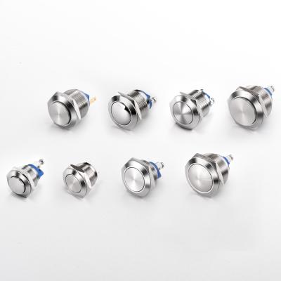 China Industrial Control Well Made 16mm Normal Open Nickel Plated Brass Waterproof Push Button Switch IP65 2 Pin for sale