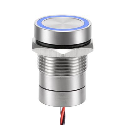 China Industrial Control Metal 16MM DC 2a Power Flat Key Momentary Latching Push Button Switch With Ring Led Light With Wire for sale