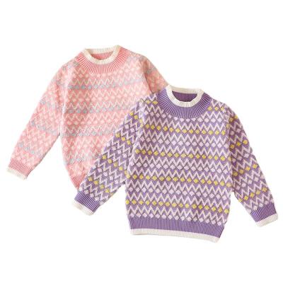 China Girls Pink Anti Shrink Long Sleeve Fashion Children's Sweatshirt Purple Soft Crewneck Sweater for sale