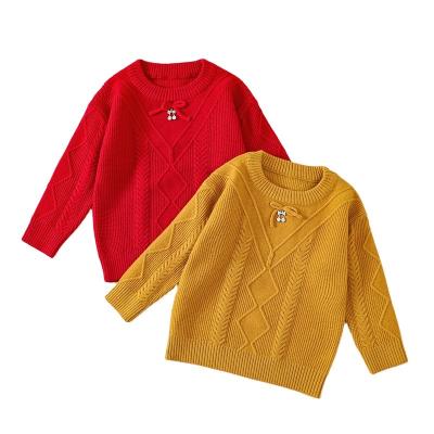 China High Quality Anti Shrink Knit Long Sleeve Crewneck Sweaters Kids Complete Basic Sweater Girls Autumn Sweatshirts Set With Diamonds for sale