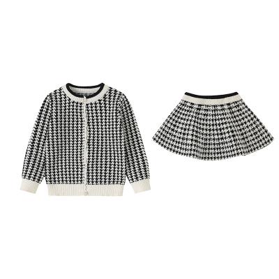 China Color Fade Proof 2Pcs Toddler Babies Kids Long Sleeve Plaid Cardigan Coat Outwear Princess Party Formal Outfits +Plaid Dress Tutu Skirt for sale