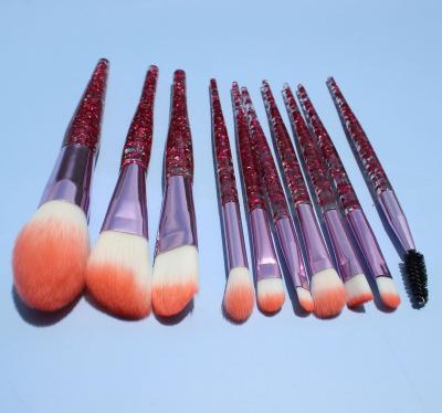 China Angular blush 10 Pcs makeup set brush Crystal Threaded Handle Powder Foundation for blush blend cosmetic beauty make up brush pincel maquiagem for sale