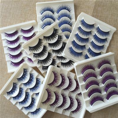 China Soft Natural Five Band Eye Lashes Beautiful Diamond False Eyelashes Different Pairs Stage Makeup Super Bright Color Bridal Nightclub for sale