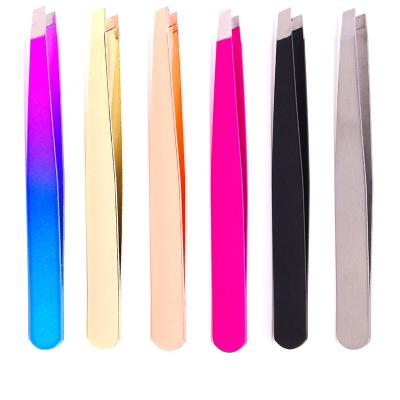 China Beautfy Makeup Tool Face Hair Removal Rose Gold Pincet Clips Stainless Private Label Tweezers Straight Eyebrow Tweezers for sale