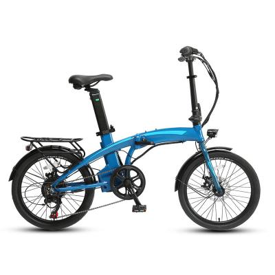 China Aluminum alloy 20 inch 6 speed rear electric hub motor cheap folding bike 36V/250W for adults with alloy disc brakes for sale