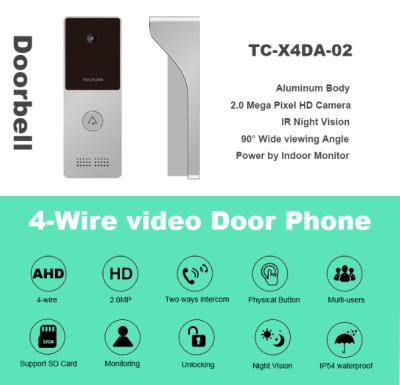 China 4 wired video doorbell with 12v CE ROHS warerproof for private house and villa for sale