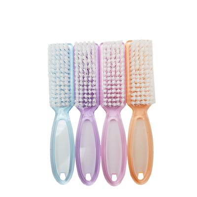 China Wholesale High Quality Custom Plastic NAIL Handle Long Nail Scrub Manicure Dust Cleaning Nail Brush for sale