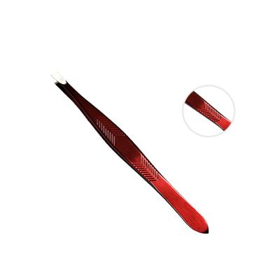 China Ouch Customized Popular Anti-static Black Slanted Eyebrow Eyelash Tweezers Porcelain Stainless Steel Packing Porcelain for sale