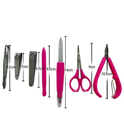 China Amazon Hot Sale 7pcs Professional Nail Art Tools Manicure Pedicure Set Finger Nail Clippers Eyebrow Tweezer Cutter Kit For Woman for sale