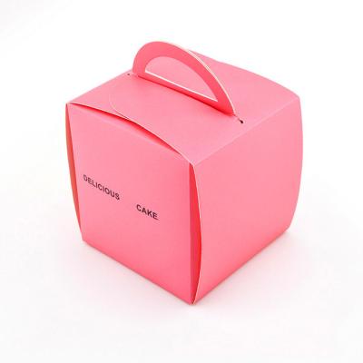 China Recycled Materials Dispossable Customizable Printed Paper Packaging Cake Display Box With Handle for sale