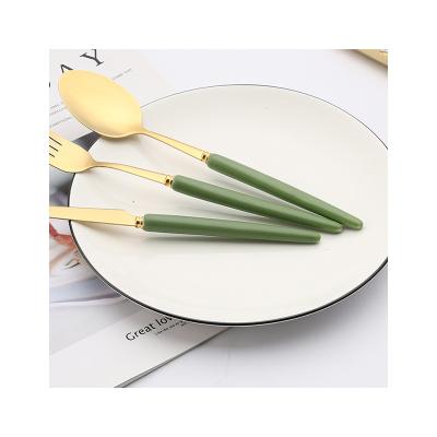 China Sustainable Creative Stainless Steel Cutlery with ceramic handle Fork and Knife Stainless Steel Cutlery Set for sale