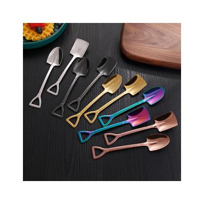 China Sustainable Creative 304 stainless steel  shovel spoon  Spade Spoon Cake Dessert coffee Spoons for sale