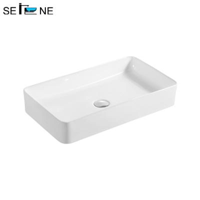 China Slim Edge Foshan Sanitary Ware Manufacturer Bathroom Sinks Slim Edge Countertop Dining Room Wash Ceramic Rectangular Hand Basin for sale