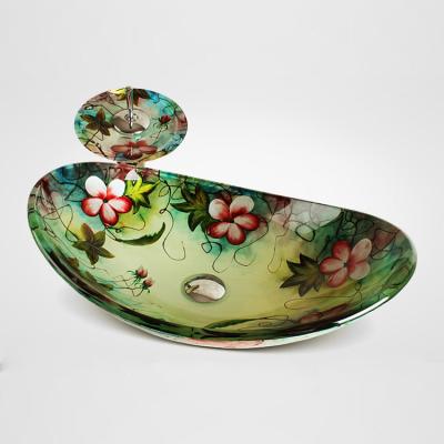 China Modern Luxury Popular Bathroom Basin Sink Glass Vessel for sale