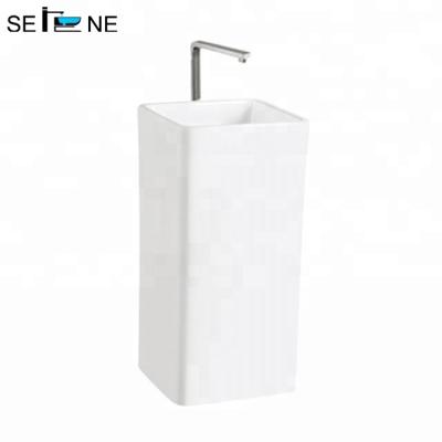 China Slim Edge Bathroom Beware Maker Ceramic Wash Sinks Ceramic Floor Pedestal Wash Basins for sale