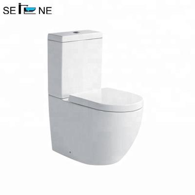 China Bathroom Ceramic Sanitary Ware Factory Double-Flow Two Piece Toilet P-trap 180mm Wash Down Flush for sale